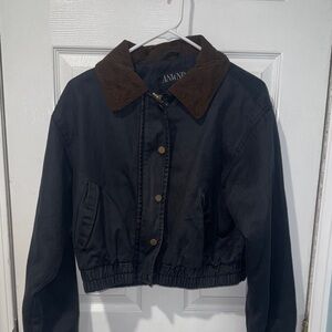 ANWND Black Jacket with Brown Corduroy Collar